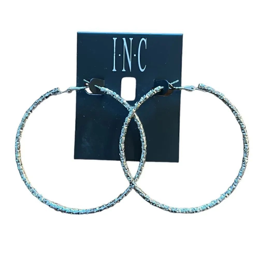 NEW Inc White Gold Hoop Earrings